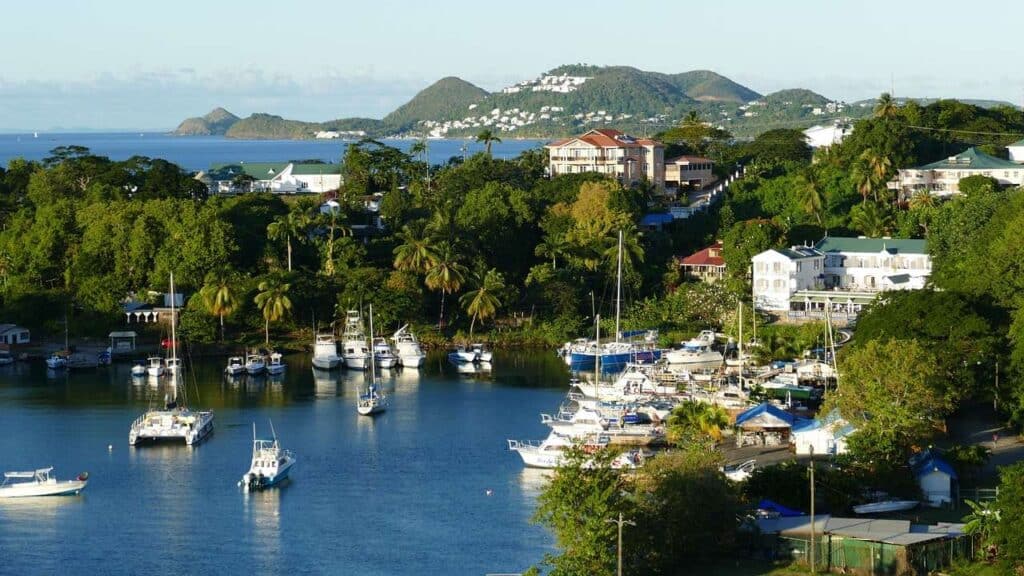 Boote in der Bucht vor Castries