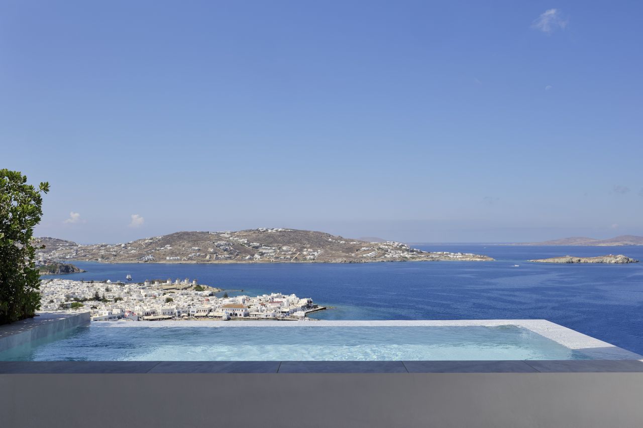 DEOS Mykonos Zimmer mit privatem Pool und Meerblick