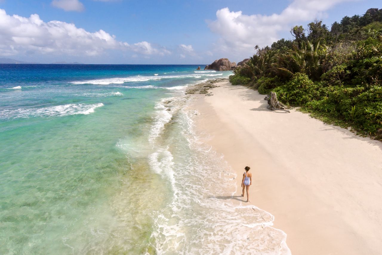 Einsamer Traumstrand auf Félicité Grand Anse