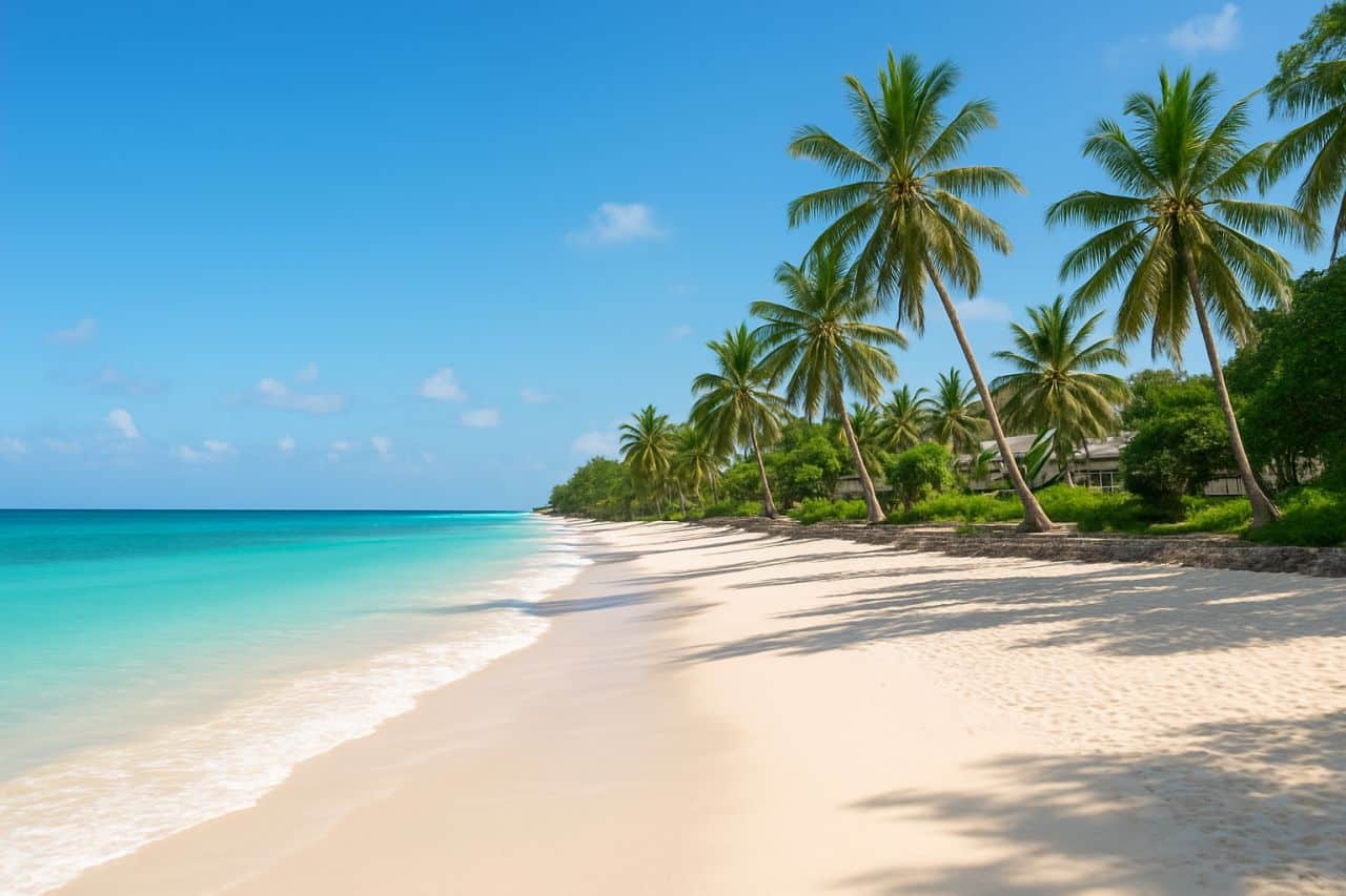 Shanzu Beach Strand mit Palmen