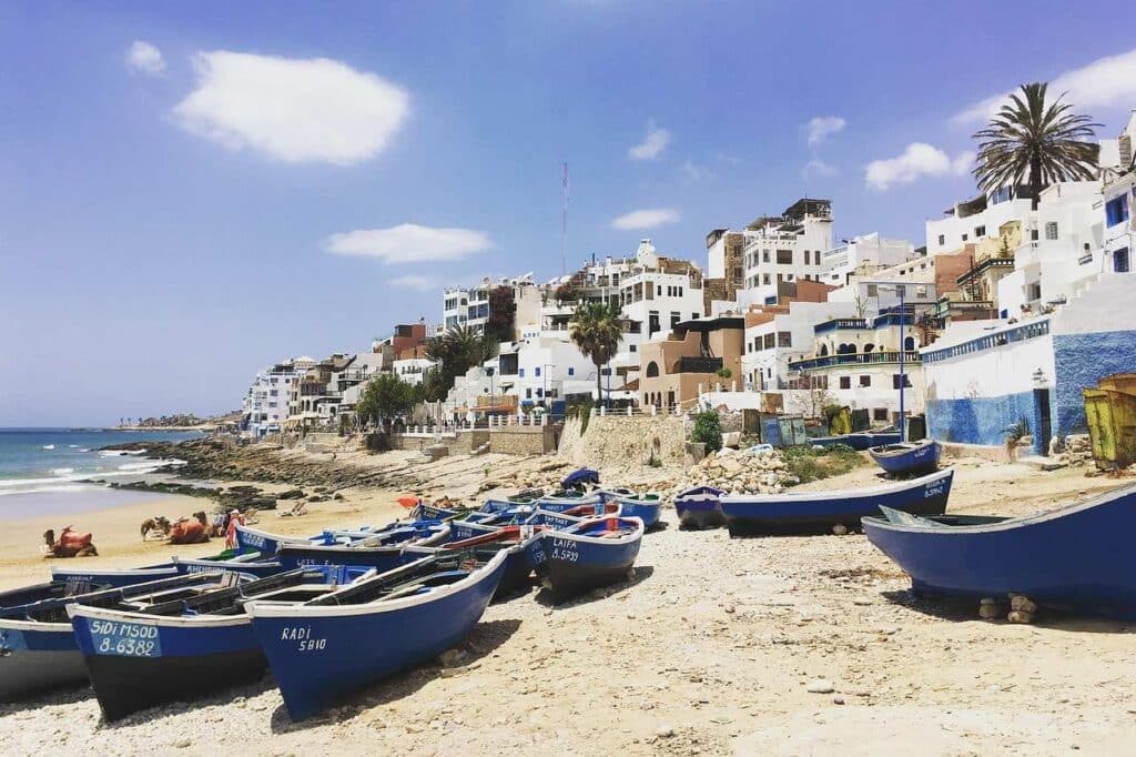 Taghazout Fischerboote am Strand