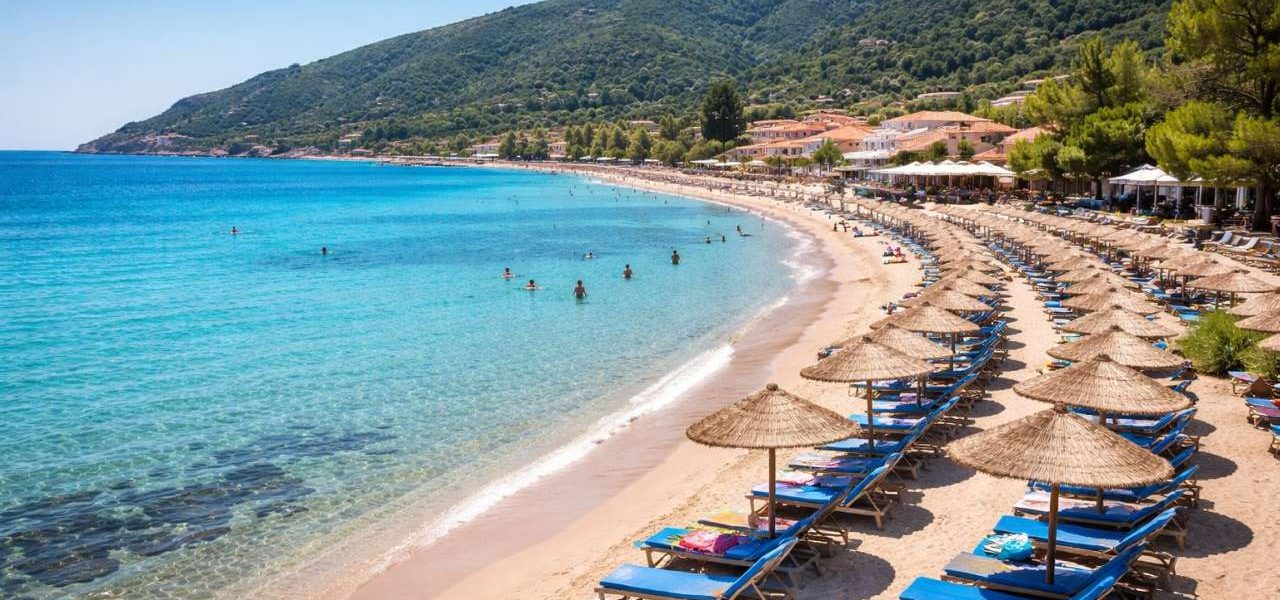 Alykes Beach bei strahlendem Sonnenschein