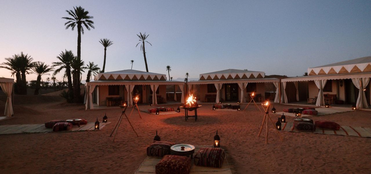 Barceló Palmeraie Oasis Camp in Marrakesch Abenddämmerung