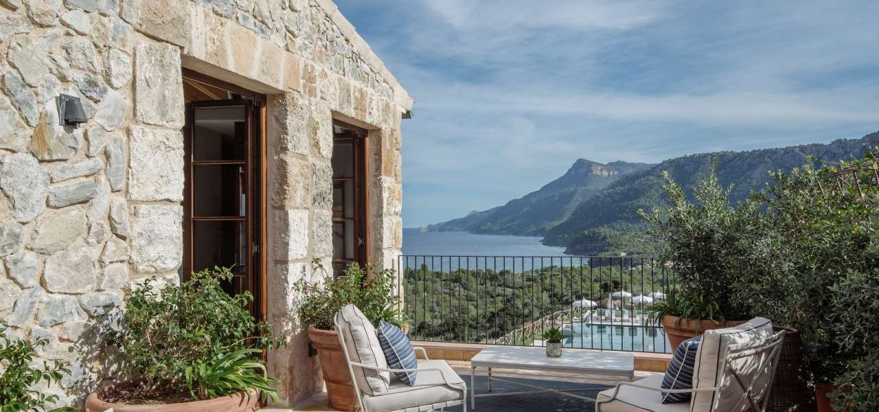 Son Bunyola Hotel Banyalbufar Terrasse mit Meerblick Son Bunyola Hotel Banyalbufar Terrasse mit Meerblick